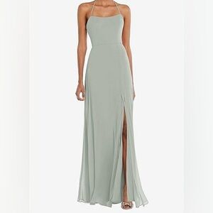 After Six SCOOP NECK CONVERTIBLE TIE-STRAP MAXI DRESS 6 Slit Bridesmaid Wedding